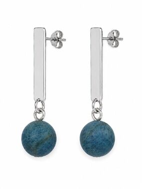 Blue Amazonite Earrings Handmade Gemstone Dangle Silver Minimalist Gift